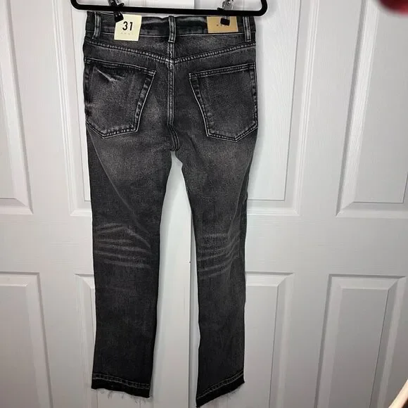 NWT mnml Men's D198 War Straight Denim Size 31 Distressed gray black denim - Picture 7 of 9